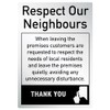 Leave Premises Quietly Polite Notice Sign Pub Bar Restaurant Brushed