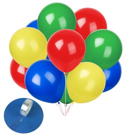TNWBA Red Green Blue Yellow Balloons,100 Pack 10 inch Latex Balloons,Birthday Wedding Baby Shower Party Decoration