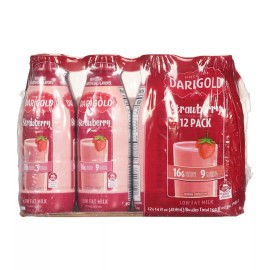 Darigold Low Fat Strawberry Milk, 14 fl oz, 12 ct, 10.5 lbs