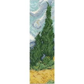 DMC National Gallery Van Gogh A Wheatfield with Cypresses Cross Stitch Kit Bookmark, 100% Cotton Various, 0.1 x 5 x 16.5 cm