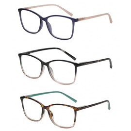 Calabria Lulu Reading Glasses +2.50 Black Pink Crystal,Tortoise,Purple 3 Pack Gift Box Set Womens Readers Fashion Eyeglasses
