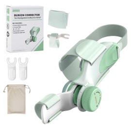 Adjustable Women's Bunion Corrector with Knob and 3 Angled Plates Toe Separator Device Medium Strap 1 PCScolor: Green, weight: 140g