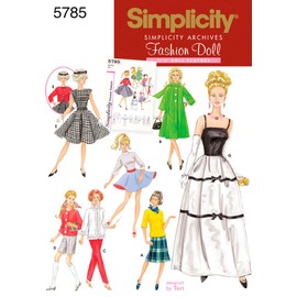 Simplicity Ropa de muñeca Vintage con Patrones de Costura para muñecas de 11.5 Pulgadas