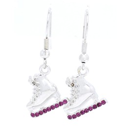 Violet Victoria & Fan Star ICE Skate Earrings - Skater Earrings - Crystal Skate Earrings Purple Dangle