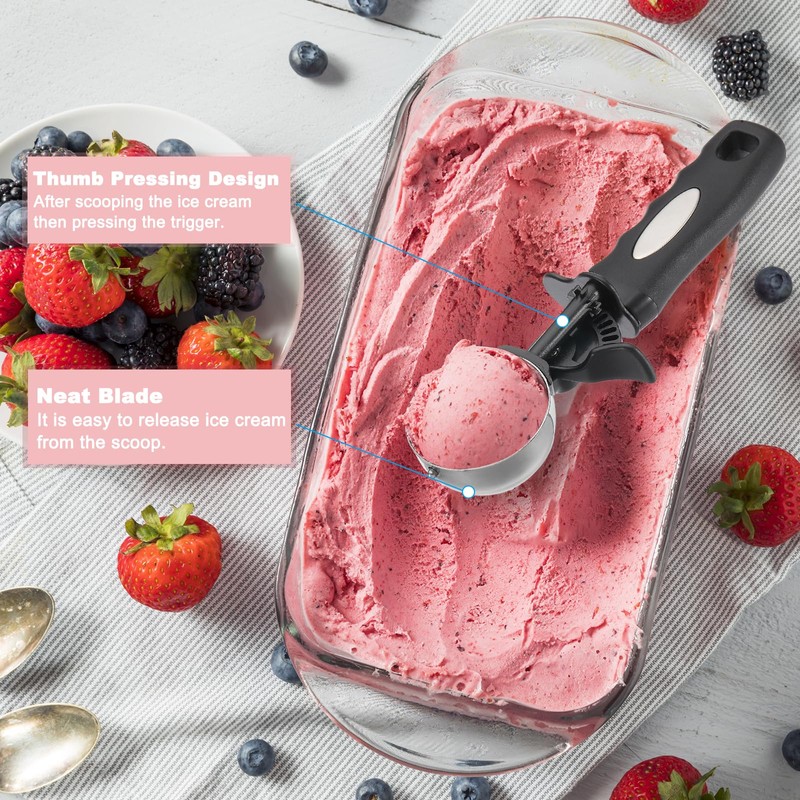 PATIKIL 4 Ounce Ice Cream Scoop with Trigger, Stainless Steel