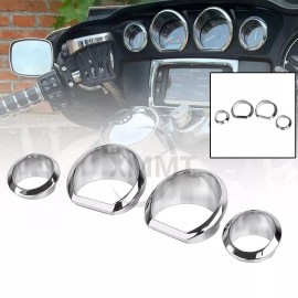 Unbranded Moto Chrome Gauge Bezel Trim For Harley Electra Glide FLHTCU Ultra Limited FLHTK
