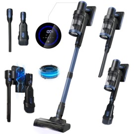 Coodss Cordless Vacuum Cleaner, 30KPA 350W Self-Standing Stick Vacuum Cleaner with LED Touch Screen, Charging Wall Mount, 3 Suction Modes, Anti-Tangle Wireless Vacuum for Home/Hair/Carpets/Hard Floor