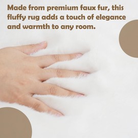 Fluffy Synthetic Rabbit Fur Area Rug Furry Floor mat Machine Washable Non-Slip Backing High Density Floor and Sofa Seat Cushions for Living Room White and Blue 2x6 ft