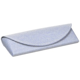 Megan 2229-03 Glasses Case, Compact, Slim, Semi-Hard Case, Size M, Fabric, Blue