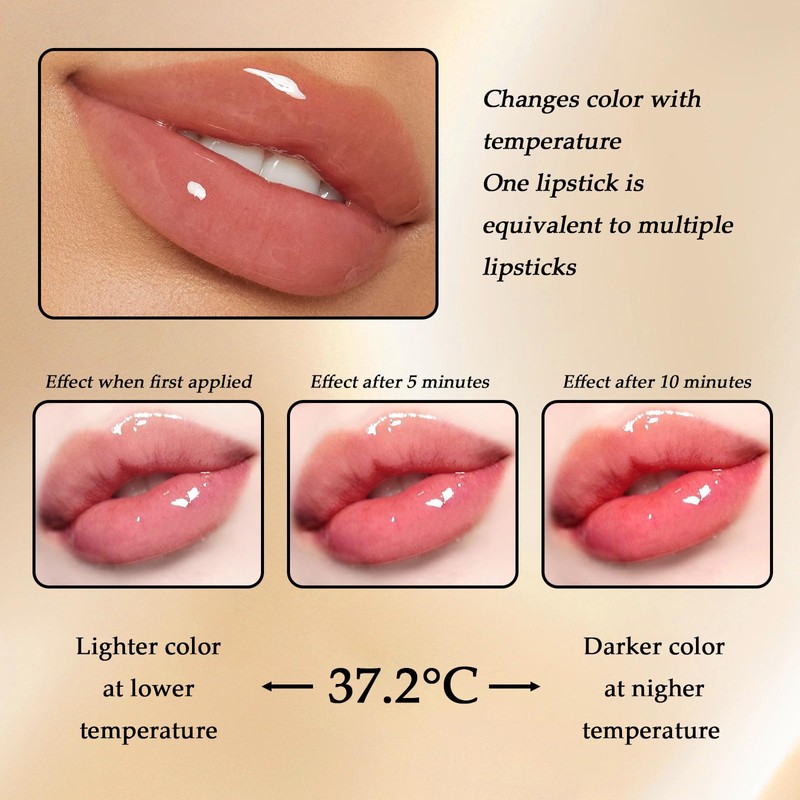 Transferproof Colour Changing Lipstick, Long Lasting 24H Lipstick, Moisturizing Glossy