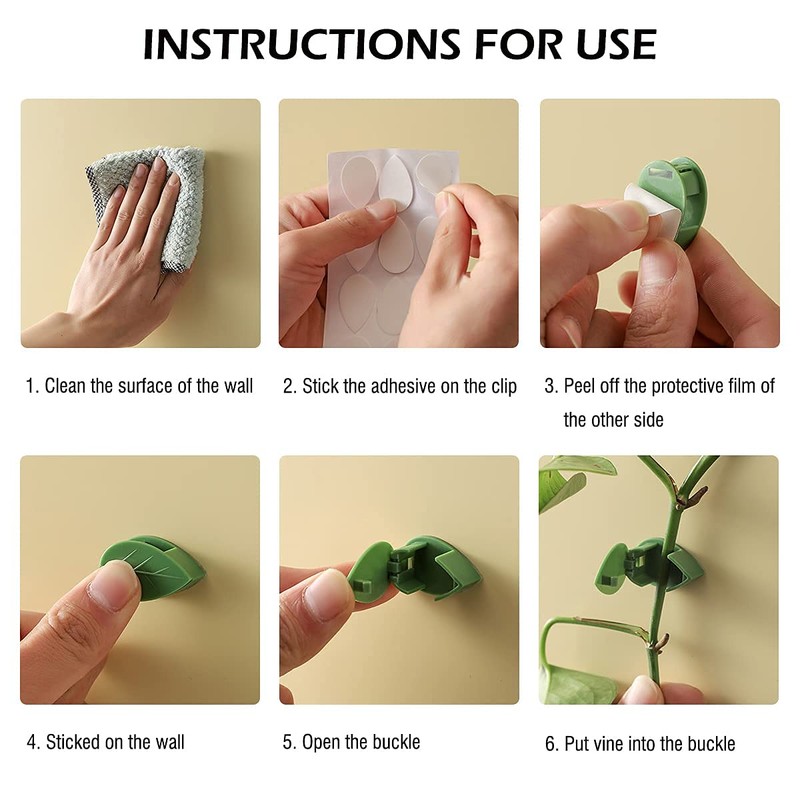 LUCKJUJU 100 Pcs Plant Climbing Wall Fixture Clips Self-Adhesive Hook