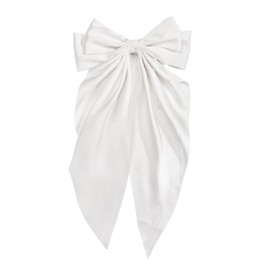 Ling & Bai Women Large Hair Bow Teens 7 Inch Big Satin Hair Clip Girls Hair Accessories (White)