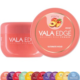 Hair Pomade Vala Edge Control 100ml 3.38 fl oz Strong Ultimate Hold High Shine Easy to Wash Out Made in Korea Beauty Styling Gel (Peach - Fruity Scent)