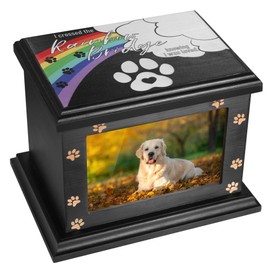 Pet Memorial Urns for Dogs or Cats Ashes, Large Wooden Funeral Pets Memorial Urns with Photo Frame, Cremation Urns Keepsake Memory Box for Loss Pets, Ashes Urn for Pets