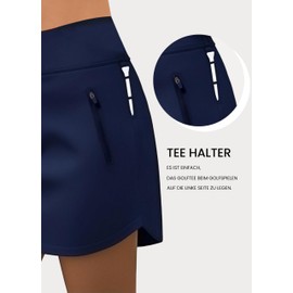 Jhsnjnr Women's Sports Trouser Skirt with Zip Pockets Elastic Short Hiking Tennis Skirts High Waist Running Golf Skirt, navy, M
