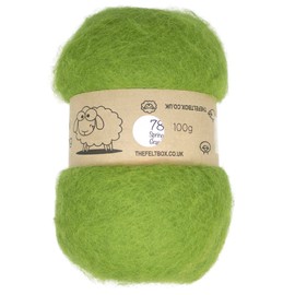 Carded Wool for Felting - Needle Felting, Batt, Craft - Single Shade (Group C), 100 Grams 3.5 Oz (Spring Grass (78))