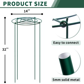 SYITCUN 8pack Peony Cages and Supports, 32” Four Legs Peony Cage, Heavy-Duty Peonies Support Cages, Peony Ring for Roses, Hydrangeas, Sage, Peonies, Cucumbers, Tomato