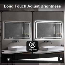 32x40 LED Bathroom Mirror with Lights, 3 Color Settings, Anti-Fog, Dimmable, Smart Touch Controls, Wall Mounted