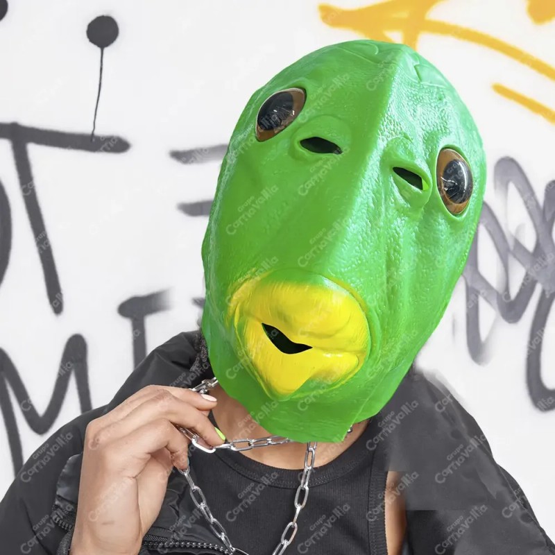 Máscara Cabeza D Pez Verde Disfraz Halloween Fiesta Divertid