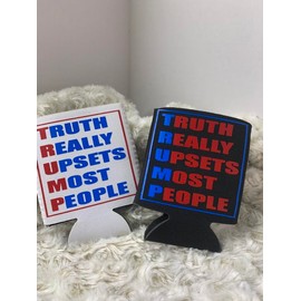 Trump Can Koozie Fathers Day Gift For Him Beer Coozie Holder MAGA Gift For Dad Gift For Trump Gift  Beer Drinkers Gift For Beer Lover - Color: white