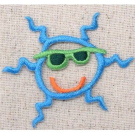 Unbranded Blue Sun Wearing Sunglasses Beach Embroidered Iron on Patch