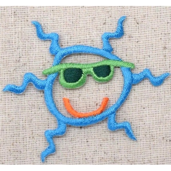 Unbranded Blue Sun Wearing Sunglasses Beach Embroidered Iron on Patch