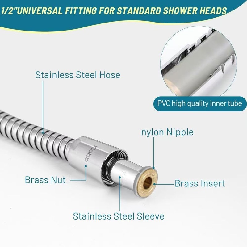 Shower Hose Extra Long 79 Inch, Stainless Steel Handheld Shower
