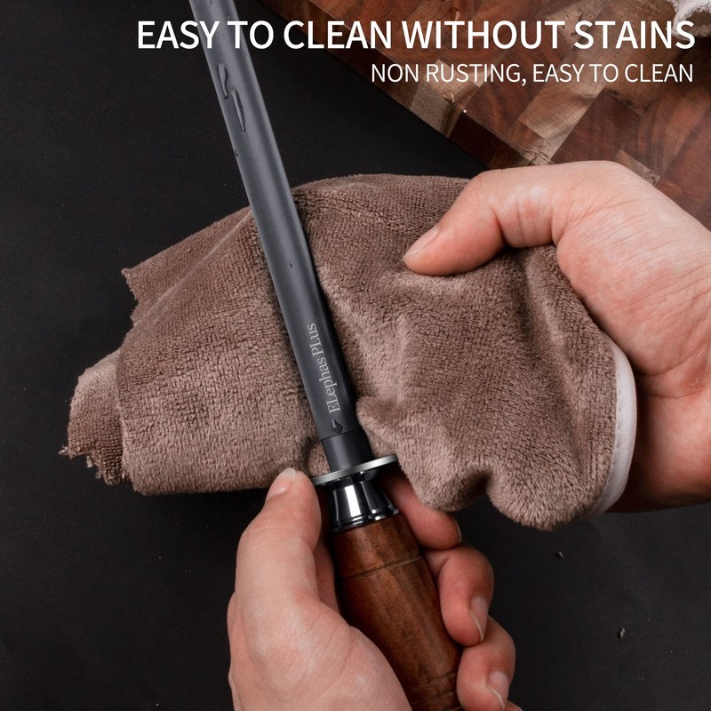 ELephas PLus Kitchen Sharpening Rod 12 Inch Rosewood Handle Honing