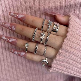 Choistily Vintage Stackable Rings for Women Boho Butterfly Moon Heart Knuckle Rings