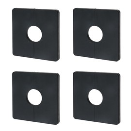 Wall Split Flange Escutcheon Plate 1 Inch Hole 4Pcs Black, Self-Adhesive Pipe Cover, 3.38 Inch ABS Square Hole Cover, Water Pipe Wall Hole Decoration for Laundry Bathroom Kitchen