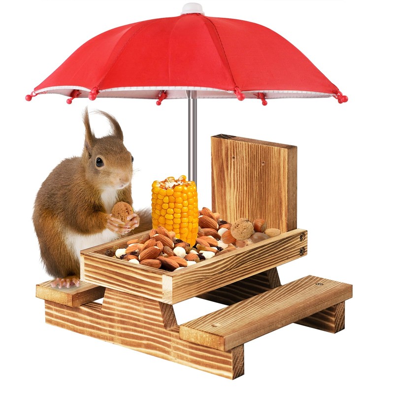 Gnodary Squirrel Feeder with Umbrella, Squirrel Feeders for Outside, Squirrel