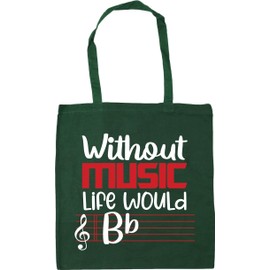 Hippowarehouse Life Without Music Would B Flat pun Tote Shopping Gym Beach Bag 42cm x38cm, 10 litres