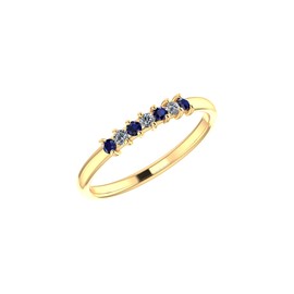 Belinda Jewelz - Anillo de oro amarillo de 10 quilates con diamante natural brillante de 0,08 quilates, banda blanca de 1,6 mm, diamantes de 0,057 quilates, engaste de punta redonda en regalo para