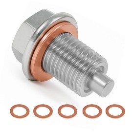 Magnetic Oil Drain Plug M14x1.5 Stainless Steel Sump Differential Oil Drain Plugs Nut Bolt with 5Pcs Copper Crush Washer Gaskets Replacement Universal for Most Car Motorcycle Boats