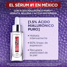 Kit L'Oreal Paris Skincare Serum Facial ácido hialurónico + Crema en Gel Revitalift ácido hialuronico + UV Fluid, protector solar sin color fps50