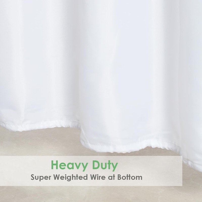 WellColor White Shower Curtain Liner 72 x 74 Inches Long,