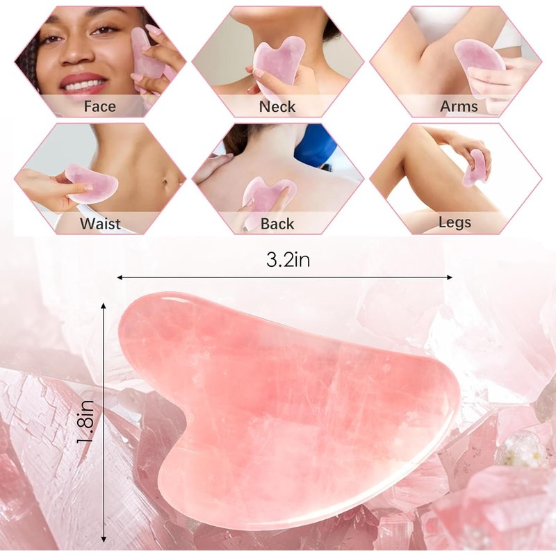 Sha Facial Treatment with Rose Quartz Heart Shape Guasha Board