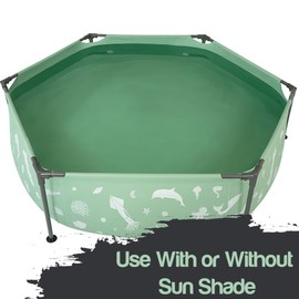 Lark 8' x 20" Metal Frame Pool with Canopy - UV Resistant Sunshade Canopy, Sprinkler Shower with Adjustable Mist Settings, Easy Installation - Perfect Canopy Pool for Summer Fun