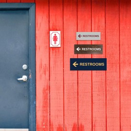 Signs ByLITA Basic Restrooms Left Arrow Directional Sign (Black/Gold) - Small