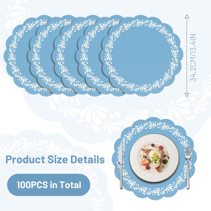 100pcs Blue Cielito Lindo Paper Placemats, HYMENEX Mexican Table Mats