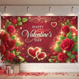 BlissYard - Fondo decorativo para el día de San Valentín, decoración de 71 x 43 pulgadas, diseño de fondo en forma de corazón, diseño de fondo rojo para fotografía