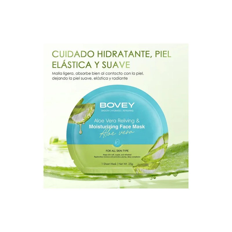 7pcs Mascarilla Facial Aloe Vera Hidratación Reafirmante
