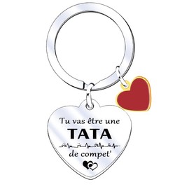 QTQTLP Tata Noel Keyring Tata Gift for Tata, Gift Thank You Gift Tatie Idea Secret Santa Gift Birthday Tata Gift Valentine's Day Tata Gift Tata Original Keyring, silver