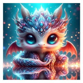 Diamond Painting Animal, Diamond Painting Adult Dragon, Diamond Art Adult Set, Home Wall Decor for Gift (35 x 35 cm)