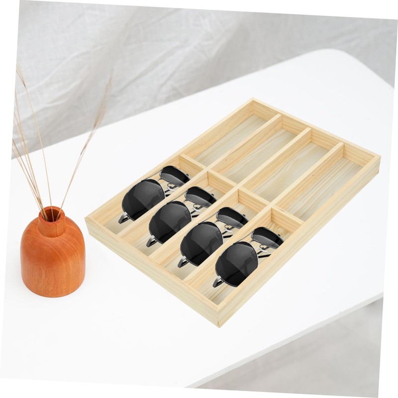 CHILDWEET Solid Wood Sunglasses Organizer 8-slot Stand Glasses Display Storage