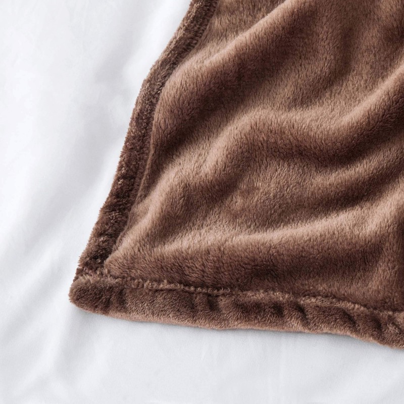 MOONLIGHT20015 Fleece Blanket Throws for Sofas - 400 GSM Brown