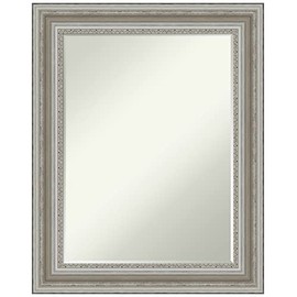 Amanti Art Bathroom Mirror, Parlor Silver Wall Mirror for use as Bathroom Vanity Mirror Over Sink (29.5 x 23.5 in.) Petite Bevel Mirror, Silver Mirror, Traditional Mirror from WI, USA