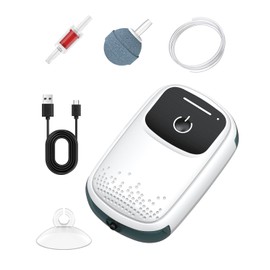 Pawfly Aerator for Fish, Portable Live Bait Pump, Rechargeable Battery Air Pump for 5-20 Gallon Bait Bucket, Adjustable Minnow Bucket Livewell Aerator for Outdoor Fishing and Fish Transport