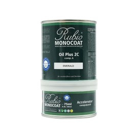 Rubio Monocoat Wood Stain & Finish 175 ft² - Emerald | Oil Plus 2C | Quick-Dry, Eco-Friendly Linseed Wood Oil for Indoor Use, Includes Accelerator (Part B) | Protector | 350 ml