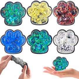 Pack of 6 Cat Paws Squishy, Kawaii Soft Cat Paw Squeeze Toy, Sparkling Cat Paw, Cute Cat Paws, Stress Relief Fidget Toys, Squishy Cat Paw for Children, Teenagers, Adults